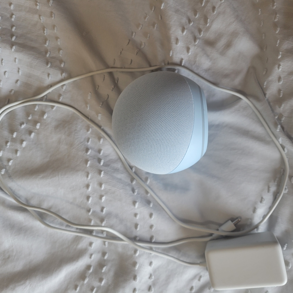 White Smart Speaker with Charger